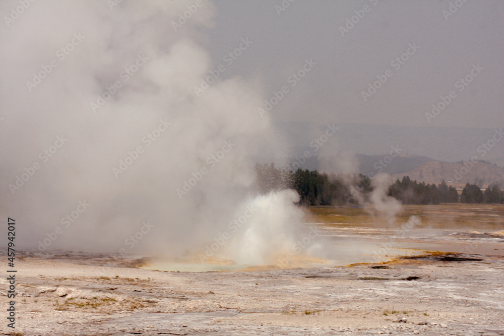 Geyser field of Yellowstone National Park..August 2021