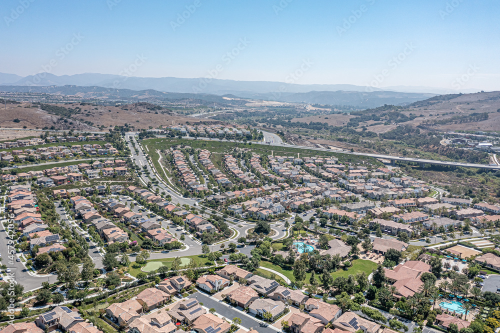 Aerial view of master planned Southern California community.  