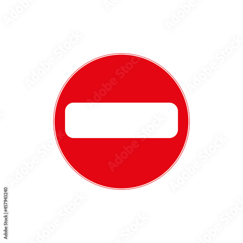 No entry sign. Prohibition icon. Warning pattern. Navigation concept. Road laws. Vector illustration. Stock image.
