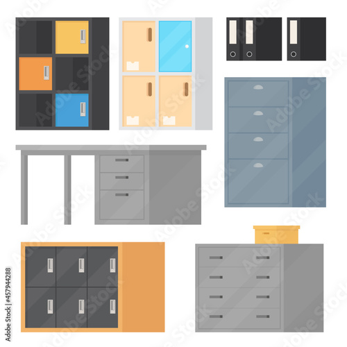 wardrobe drawer locker office flat illustration vector