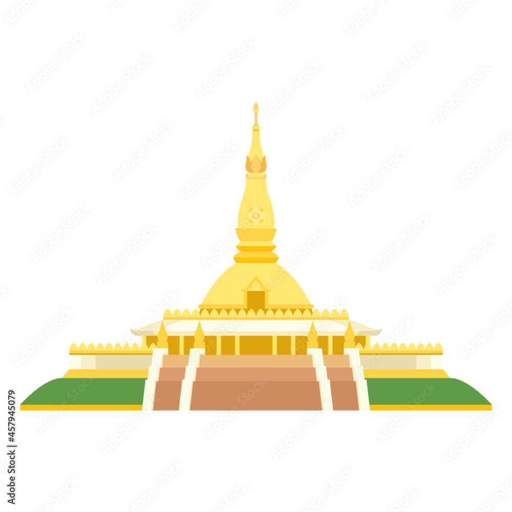 Naklejka premium Golden Temple in Thailand flat illustration