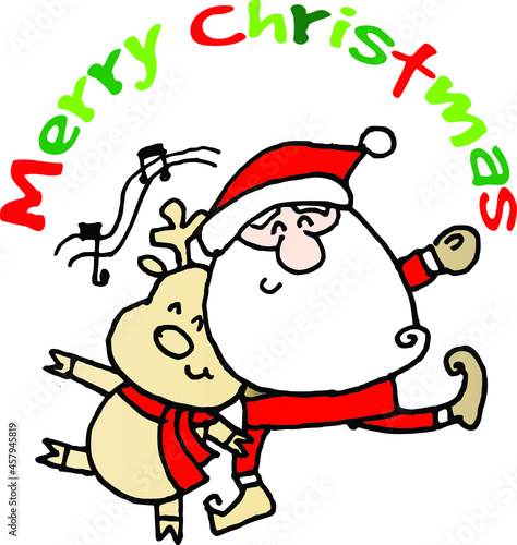 Vector illustration cartoon santa claus snowman christmas card series