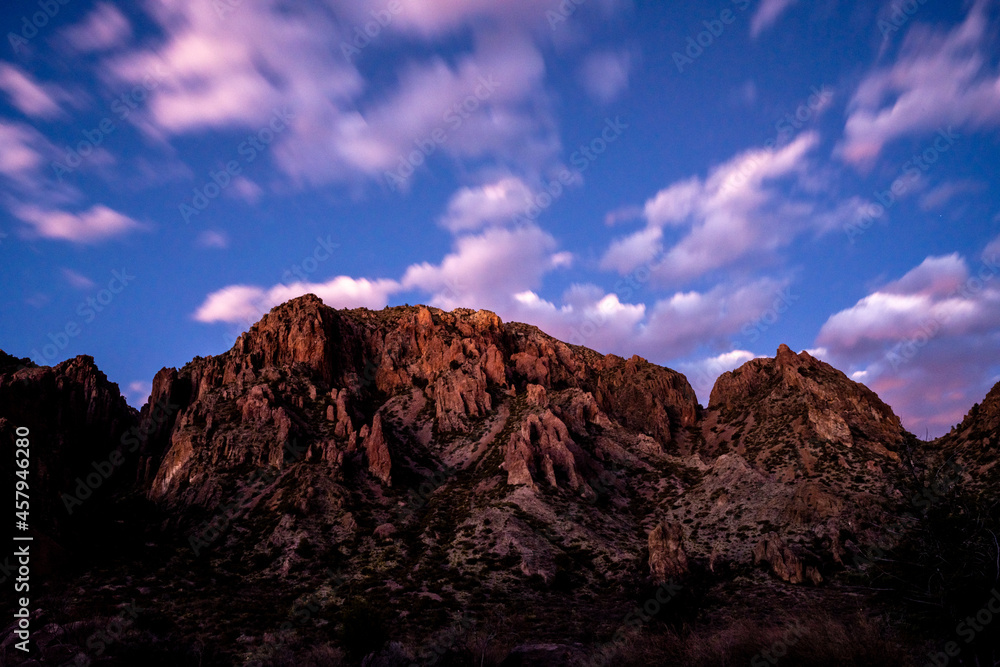 Clouds Streaking Over Chisos Mountains at Sunset