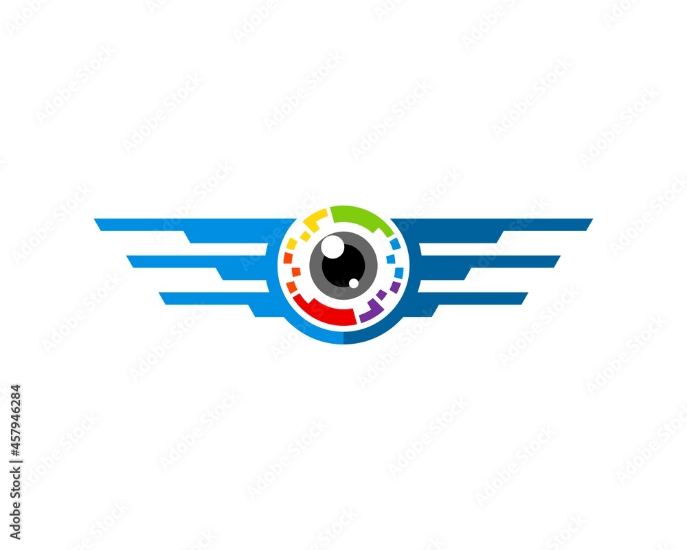 Abstract spread wings with camera pixels and eye inside Abstract spread wings with camera pixels and eye inside