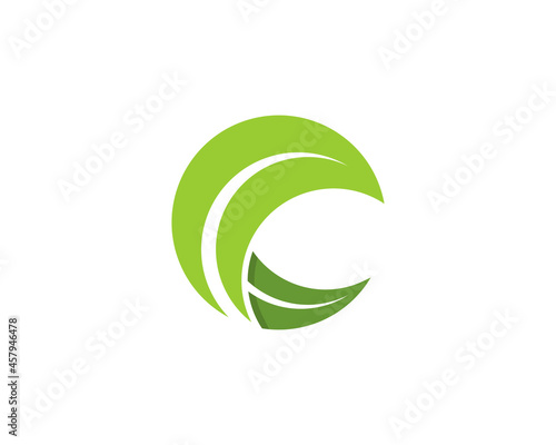 C Letter with crab hand from nature leaf illustration