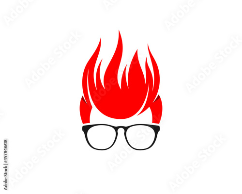 Geek boy with fire hairstyle