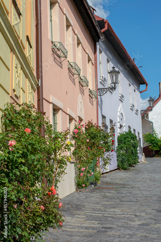 Rose Street in Banska Stiavnica  Slovakia. Unesco World Heritage Site.