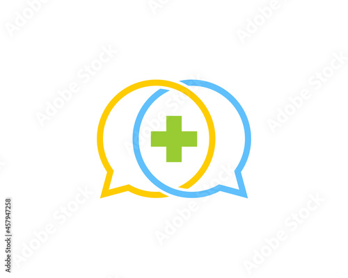 Plus medial symbol in the bubble chat logo
