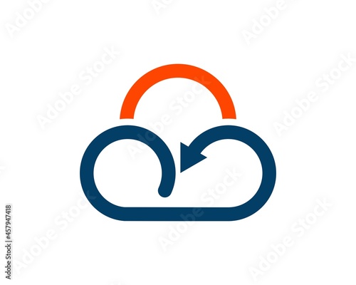 Abstract cloud shape with arrow symbol inside