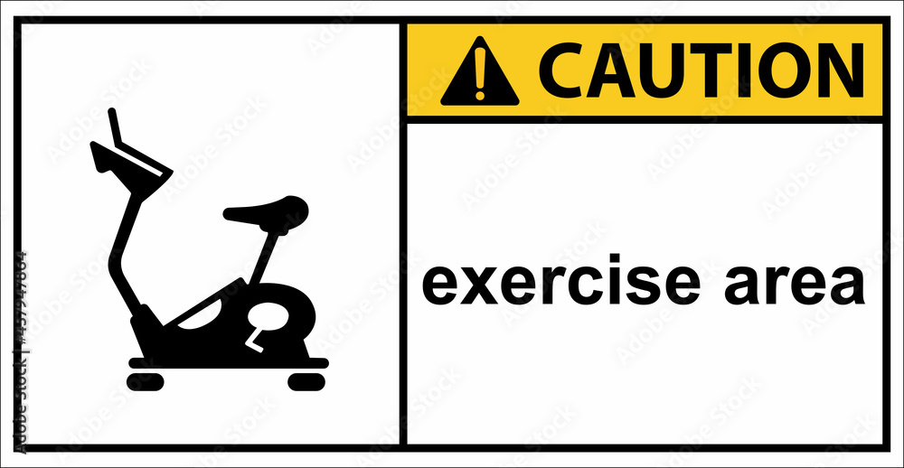 space for exercise equipment exercise floor.,Caution sign. space for exercise equipment exercise floor.,Caution sign.