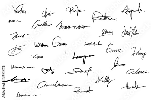 Collection of vector signatures fictitious Autograph. Signature for convention.