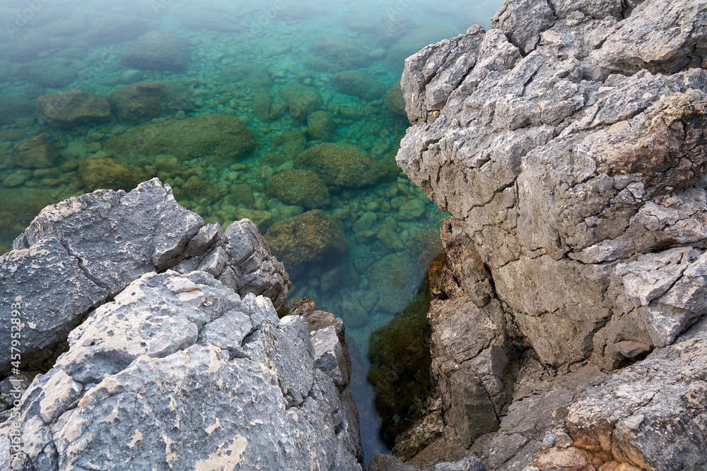 Rocky coast of the Adriatic Sea on the island of Krk near the town of the same name Krk in Croatia Rocky coast of the Adriatic Sea on the island of Krk near the town of the same name Krk in Croatia