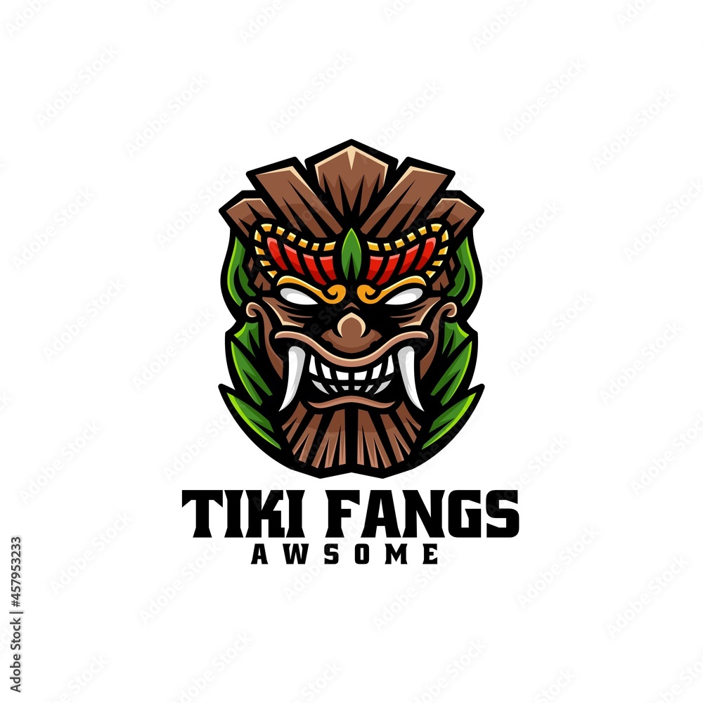 Vector Logo Illustration Tiki Simple Mascot Style. Vector Logo Illustration Tiki Simple Mascot Style.