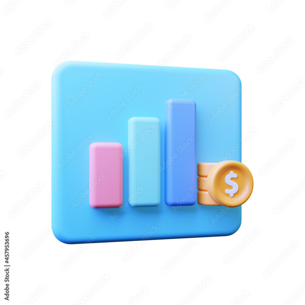 3d illustration of financial data on white background.Suitable for ui ux design. 3d illustration of financial data on white background.Suitable for ui ux design.