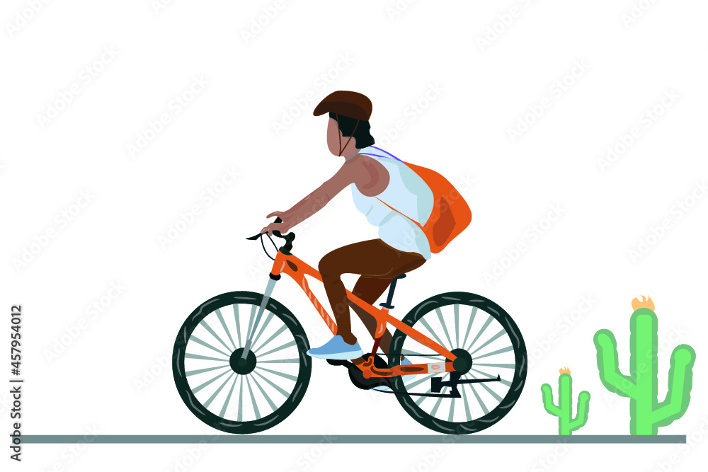 A young boy riding bicycles outdoor activities and healthy lifestyle vector illustration. A young boy riding bicycles outdoor activities and healthy lifestyle vector illustration.