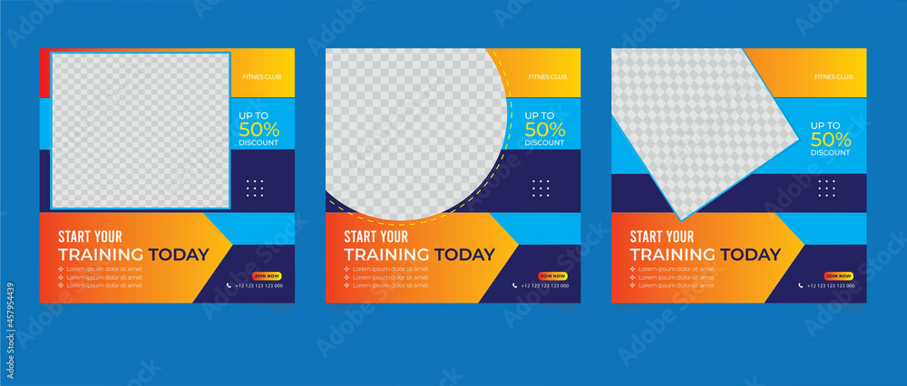 Gym Fitness social media post design template Gym Fitness social media post design template