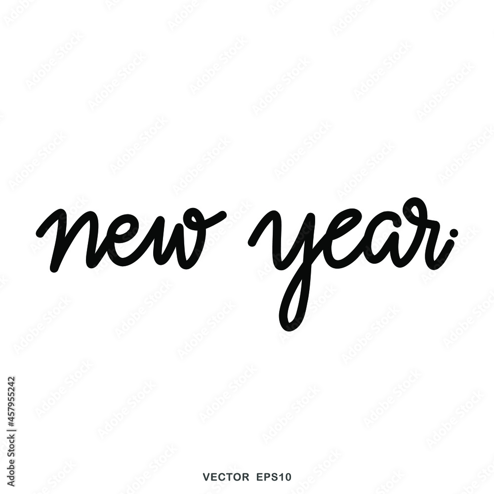 New year word handwritten calligraphy isolated on white background, Flat Modern design, illustration Vector EPS 10