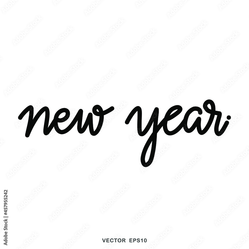 New year word handwritten calligraphy isolated on white background, Flat Modern design, illustration Vector EPS 10 New year word handwritten calligraphy isolated on white background, Flat Modern design, illustration Vector EPS 10