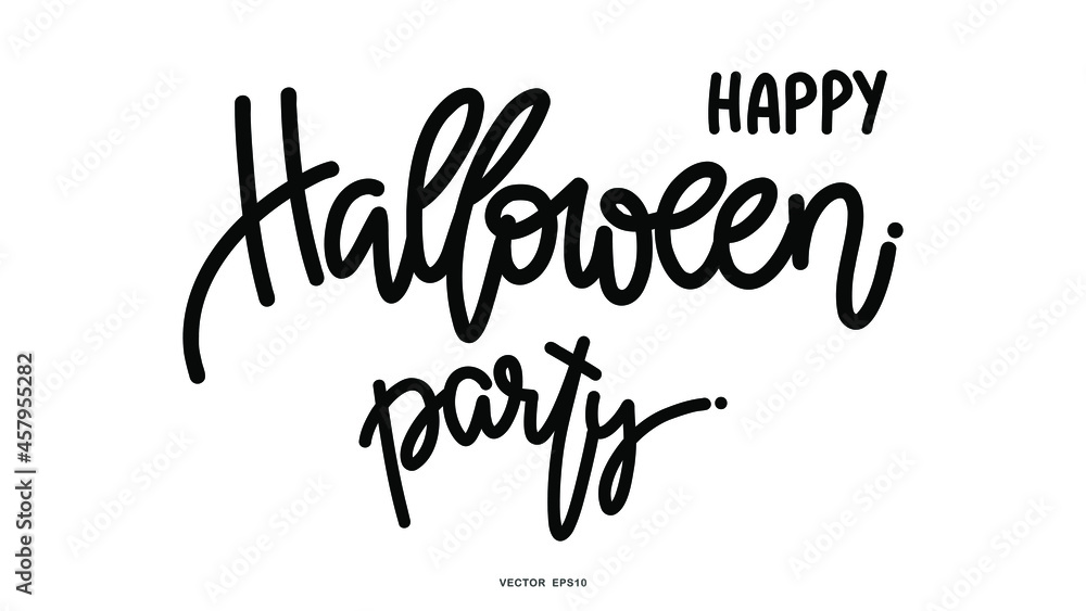 Happy Halloween party handwritten calligraphy isolated on white background , Flat Modern design, illustration Vector EPS 10