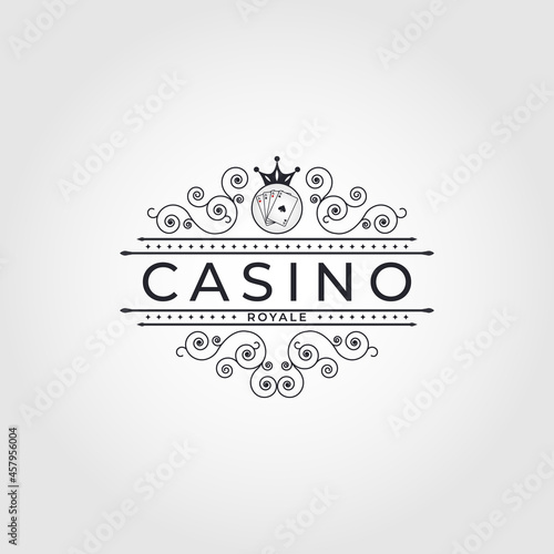 Vector logo for Casino. vintage Poker and casino set of vector black gambling emblems, labels, badges or logos