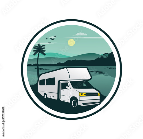 RV recreational vehicle storage logo design illustration vector eps format , suitable for your design needs, logo, illustration, animation, etc.