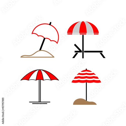 Umbrella beach icon set design illustration vector template