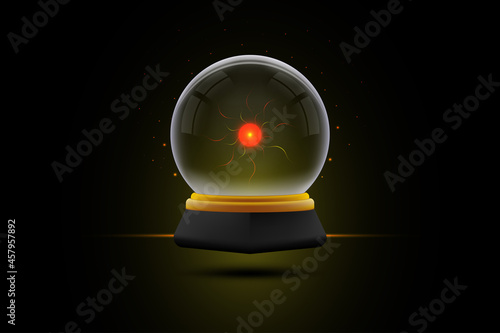 crystal ball or magic ball floating with sparkling light
