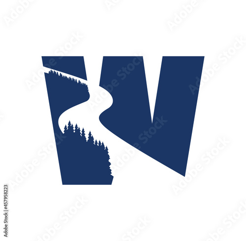 Letter W logo with river design illustration vector eps format , suitable for your design needs, logo, illustration, animation, etc.