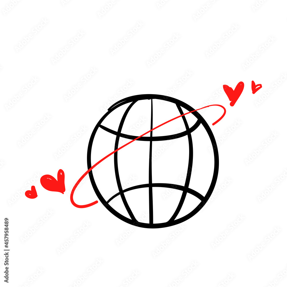 Fototapeta premium hand drawn long distance relationship icon concept illustration vector