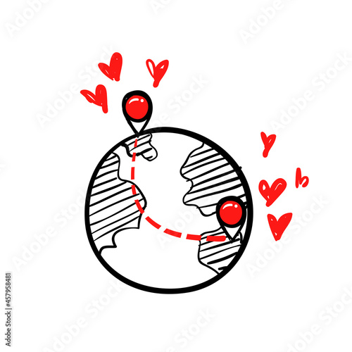 hand drawn long distance relationship icon concept illustration vector