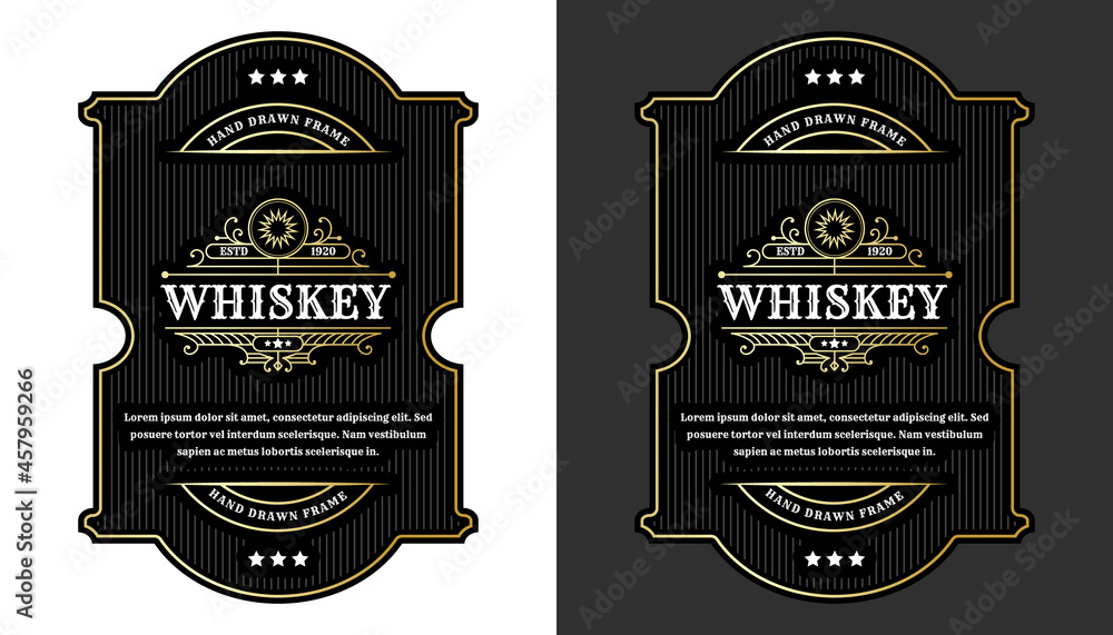 Whiskey Bourbon Vintage luxury antique border frame western engraving labels for beer wine ...