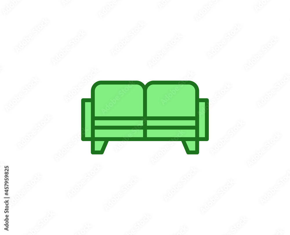 Sofa flat icon. Single high quality outline symbol for web design or mobile app. House thin line signs for design logo, visit card, etc. Outline pictogram EPS10 Sofa flat icon. Single high quality outline symbol for web design or mobile app. House thin line signs for design logo, visit card, etc. Outline pictogram EPS10