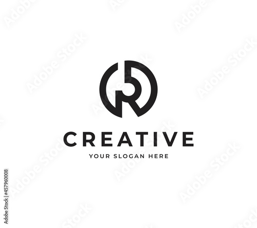 Letter R crane vector logo design, Creative minimalist abstract logo symbol