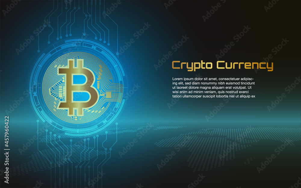 Bitcoin and crypto currency background or banner of modern electronic money exchange Bitcoin and crypto currency background or banner of modern electronic money exchange