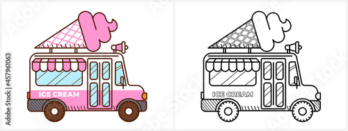 Ice cream van coloring page for kids
