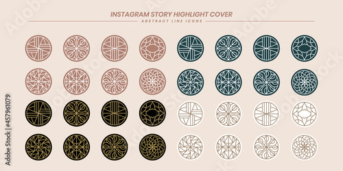 Golden Big Collection of Abstract line Instagram story highlights gold icons for social media premium vector