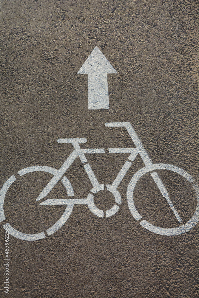 Bicycle traffic road sign and arrow. Bicycle path only. Road signs in Israel Bicycle traffic road sign and arrow. Bicycle path only. Road signs in Israel