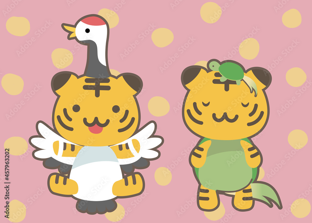 Obraz premium 着ぐるみ寅_鶴亀フチ付き