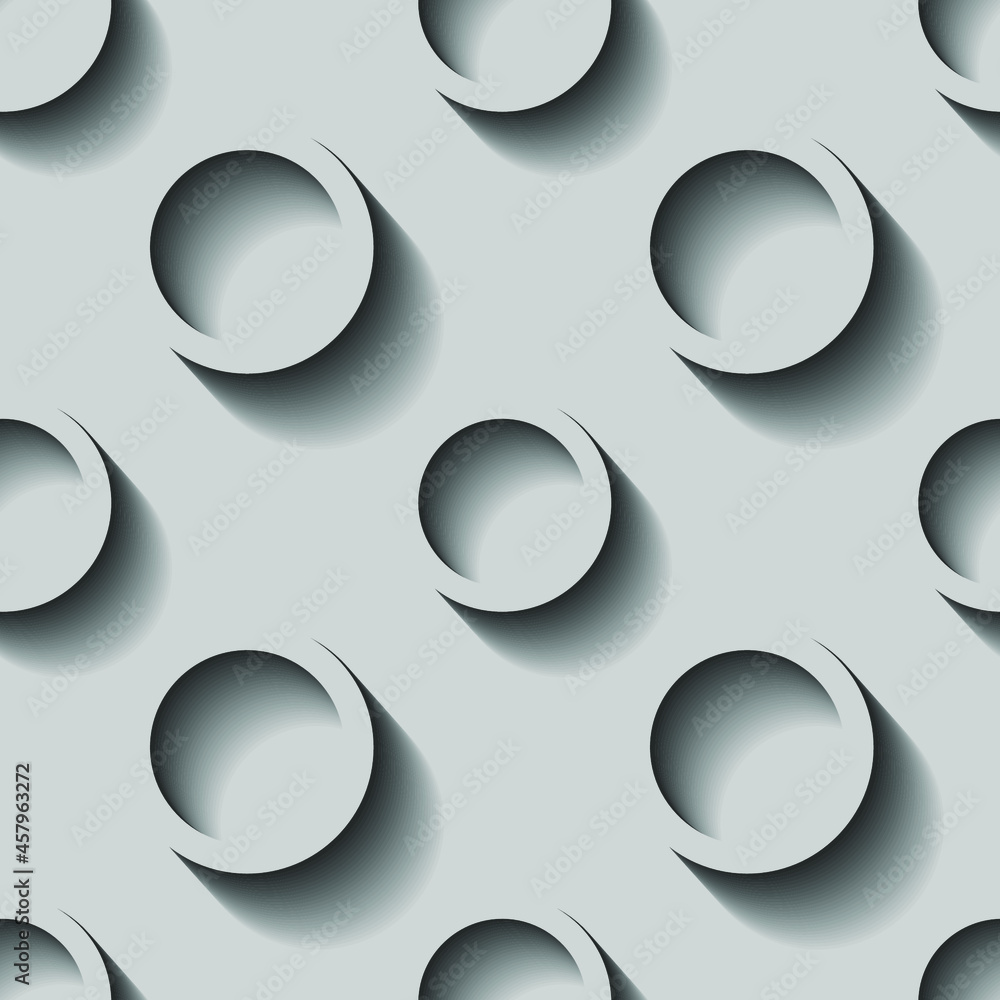 Circles with shadow on a gray background, 3d texture for design, wallpaper for home, seamless pattern, vector illustration Circles with shadow on a gray background, 3d texture for design, wallpaper for home, seamless pattern, vector illustration