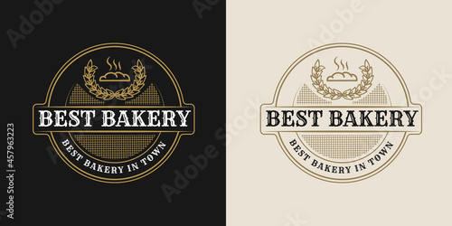 retro Luxury gold vintage Coffee shop logo icon with decorative ornamental frame for bakery coffee house cafe hotel restaurant