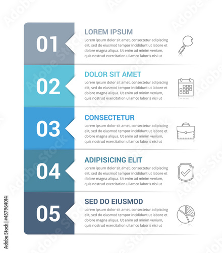 Infographic template with 5 steps, workflow, process chart