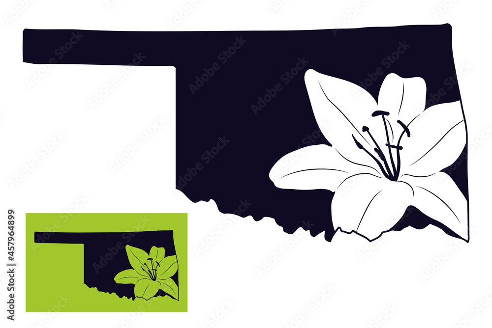 American state Oklahoma with lily flower. Stencil card. Cut and Sublimation File American state Oklahoma with lily flower. Stencil card. Cut and Sublimation File