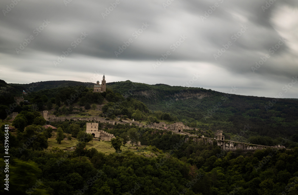 Fototapeta premium Veliko Tarnovo (Tyrnovo) - Old Bulgarian Capital. View from the Medieval Fortress Tsarevets. Town in the Background.