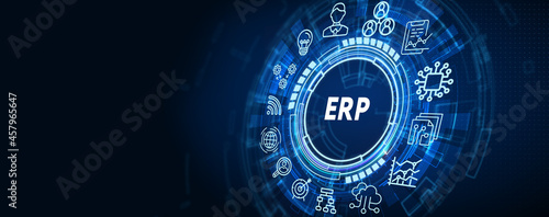 Business, Technology, Internet and network concept. Enterprise resource planning ERP concept photo