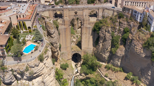 Aerial view over Puente Nuevo Ronda Town, Spain 

Ronda is a town in the Spanish province of Málaga, drone, 2021
