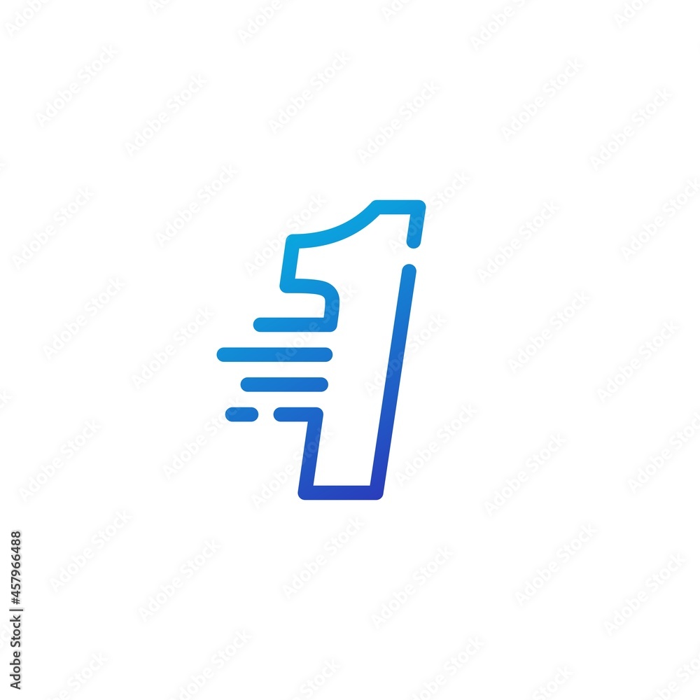 one 1 number dash fast quick digital mark line outline logo vector icon illustration one 1 number dash fast quick digital mark line outline logo vector icon illustration