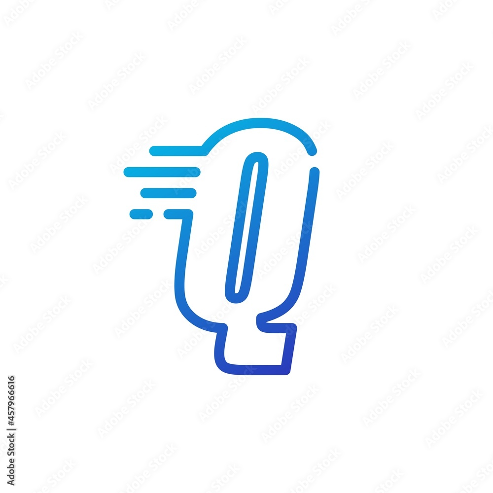 q letter dash fast quick digital mark line outline logo vector icon illustration q letter dash fast quick digital mark line outline logo vector icon illustration