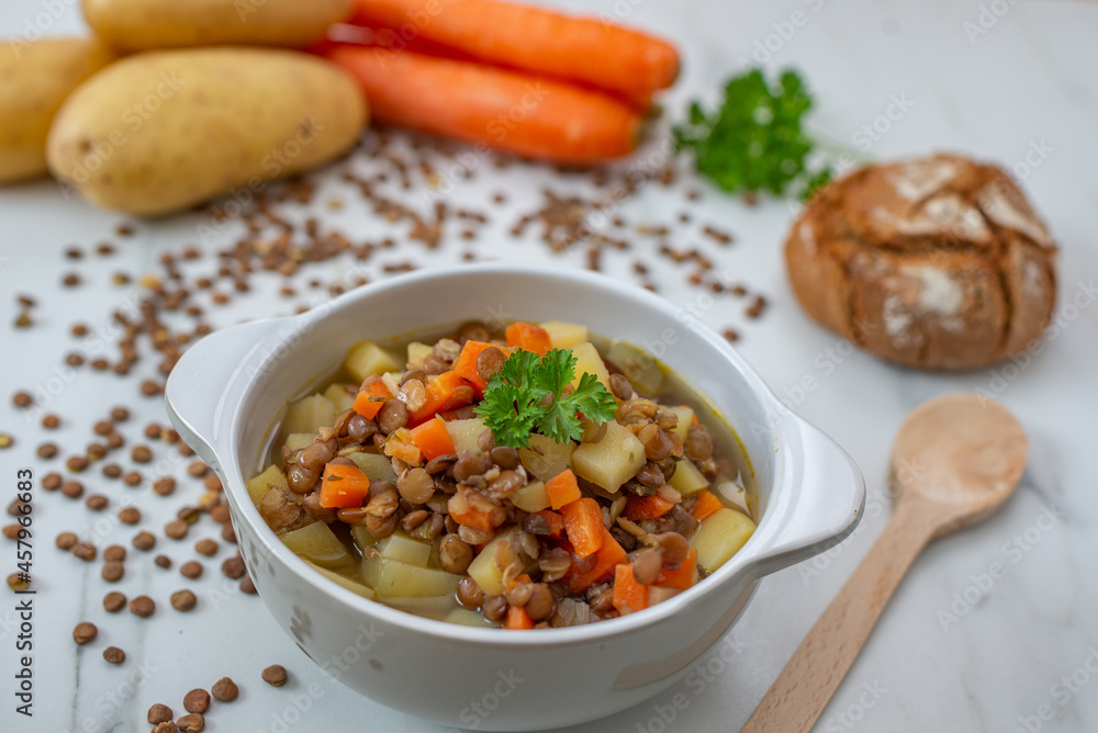 home made bowl of lentil soup home made bowl of lentil soup