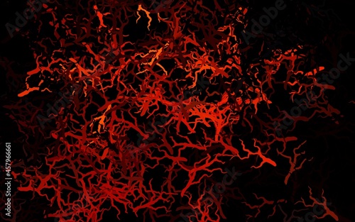 Dark Red vector doodle background with leaves, branches.