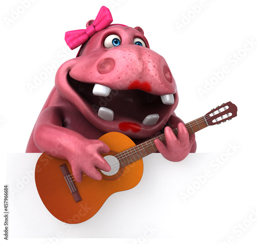 Pink Hippo - 3D Illustration